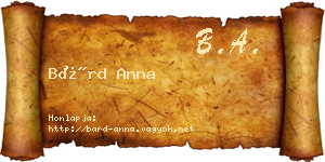 Bárd Anna névjegykártya